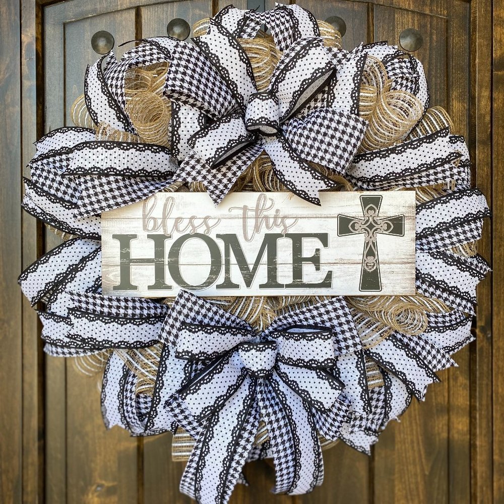 Religious Wreath, Faith Wreath, Everyday Wreath, Bless this Home Wreath